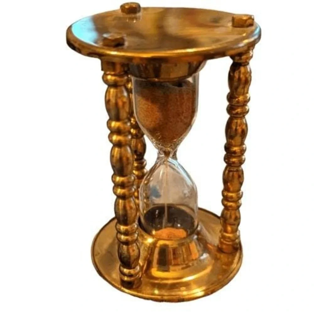 Vintage Gold Tone metal‎ hourglass timer